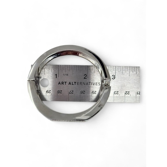 Lia Sophia Dynasty Cuff Bracelet - Magnetic Closure - Silver Tone & Cut Crystals - Picture 6 of 7